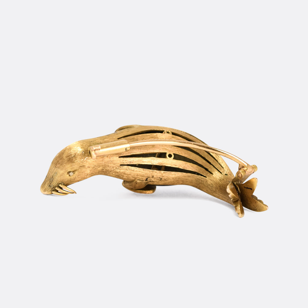 Victorian 18k Gold Sea Lion Brooch