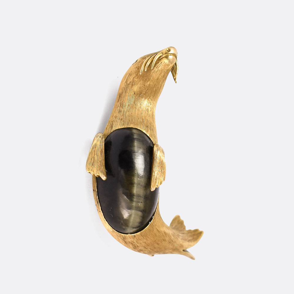 Victorian 18k Gold Sea Lion Brooch