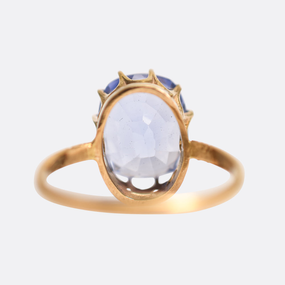Victorian 3.5ct Ceylon Sapphire Solitaire Ring