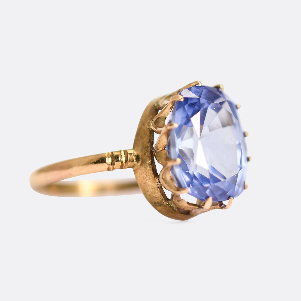 Victorian 3.5ct Ceylon Sapphire Solitaire Ring