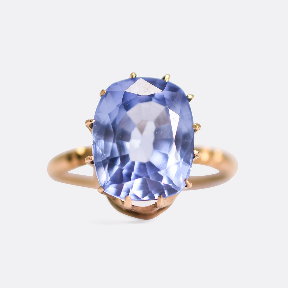 Victorian 3.5ct Ceylon Sapphire Solitaire Ring