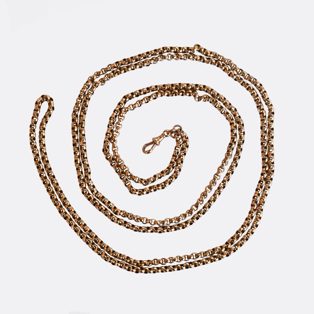 Victorian 9k Gold Long Guard Chain, 60