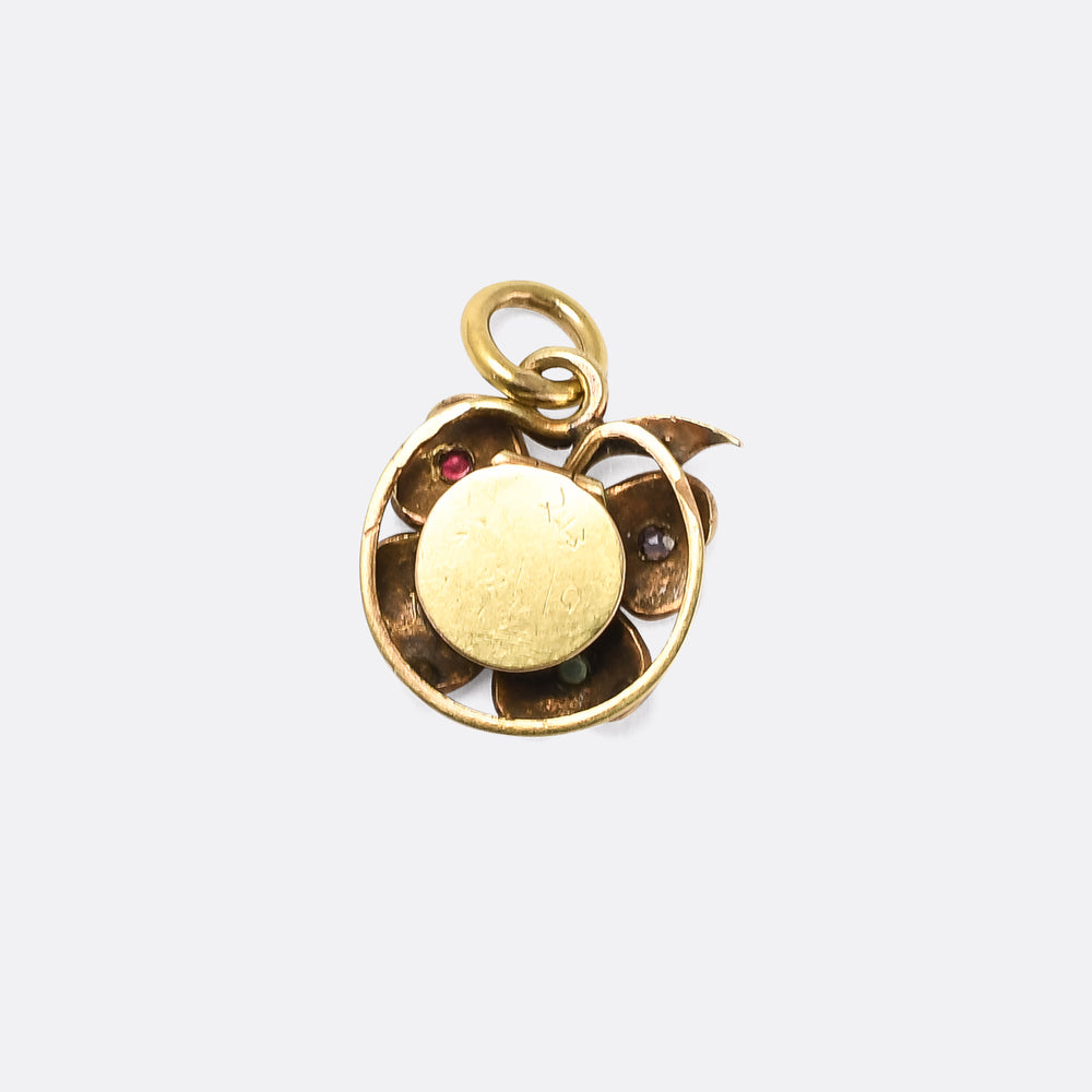 Victorian Acrostic DEAR Lucky Clover Locket