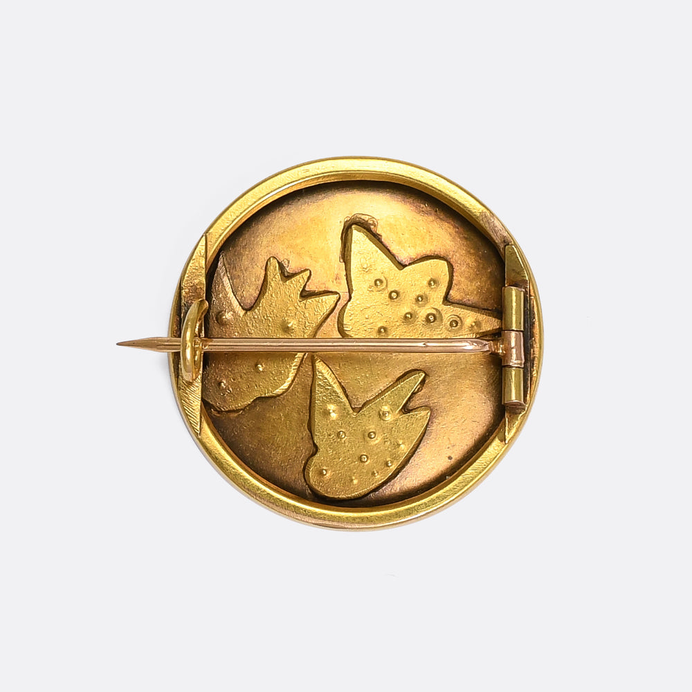 Victorian Aesthetic Movement Three Swallows Brooch
