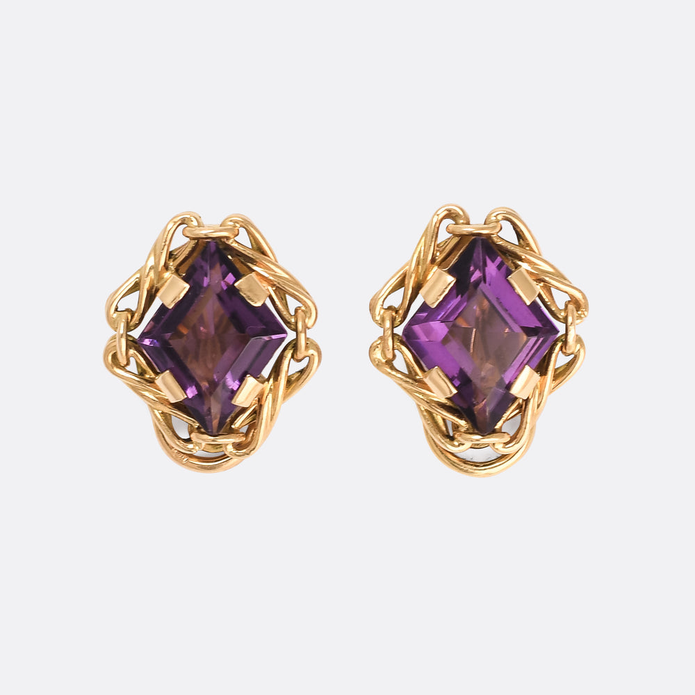 Victorian Amethyst Twist Earrings