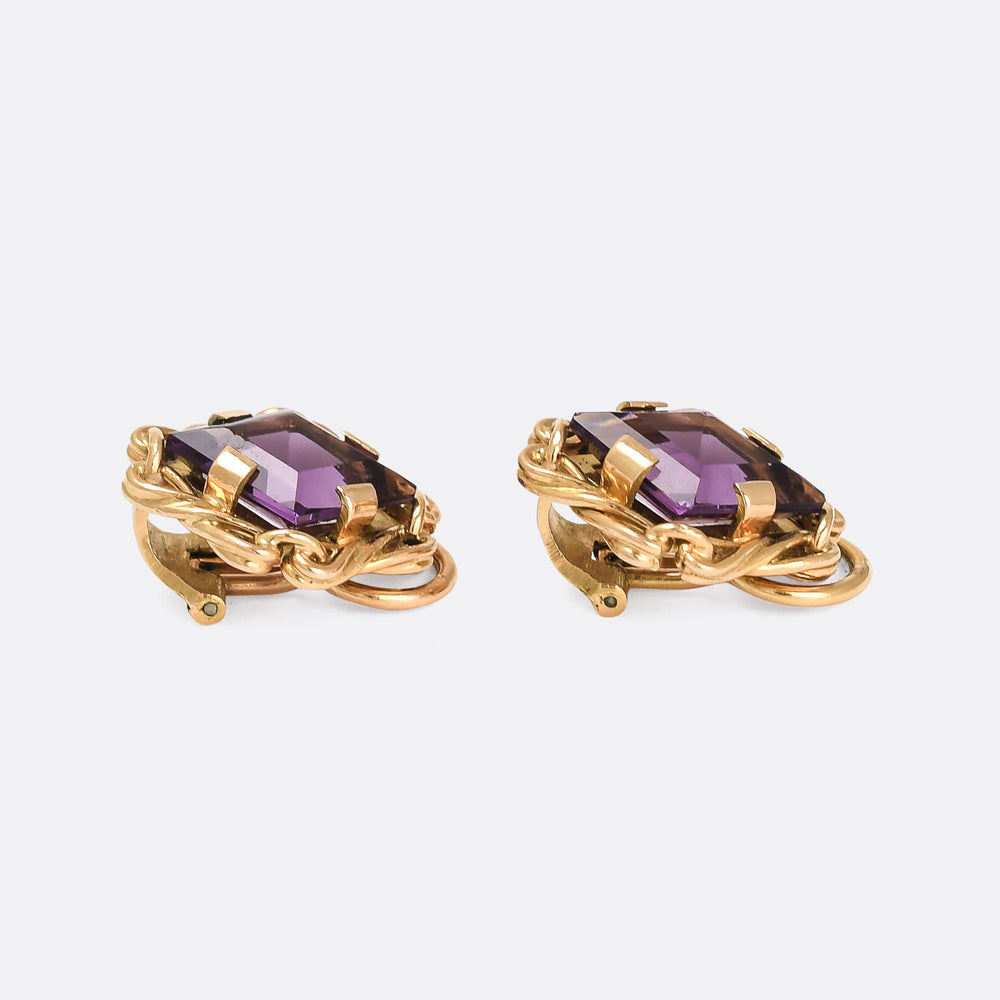 Victorian Amethyst Twist Earrings