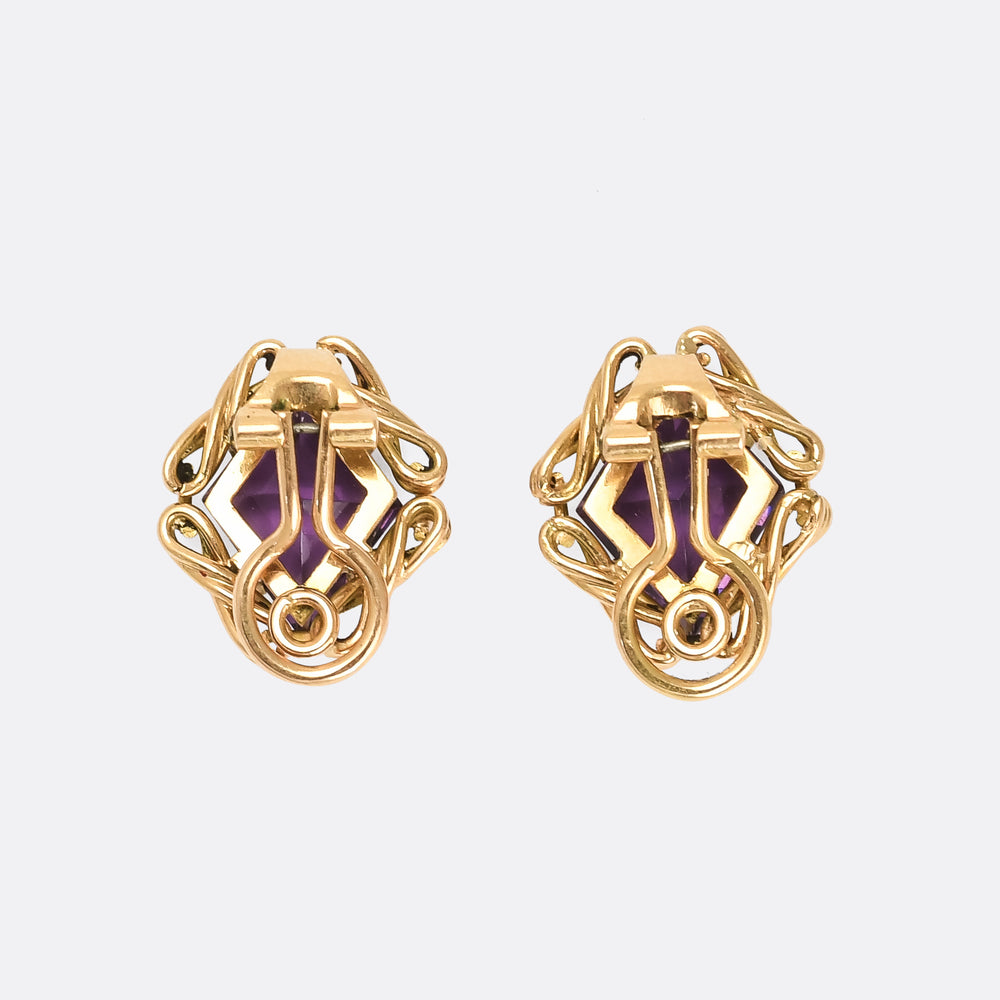 Victorian Amethyst Twist Earrings