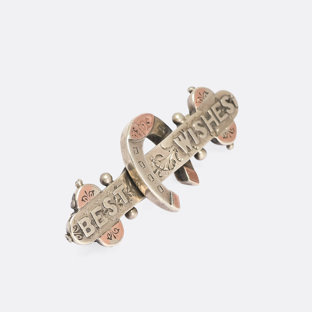 Victorian BEST WISHES Good Luck Brooch