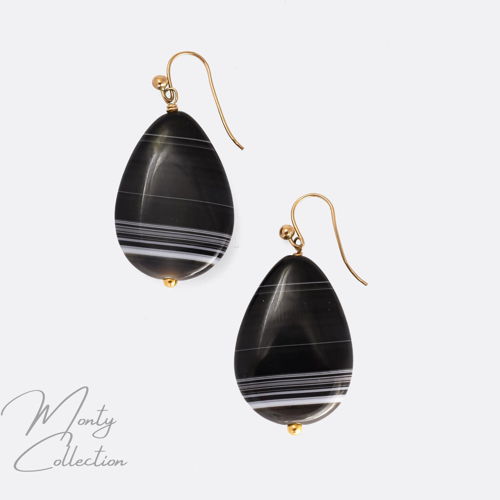 Victorian Banded Agate Earrings