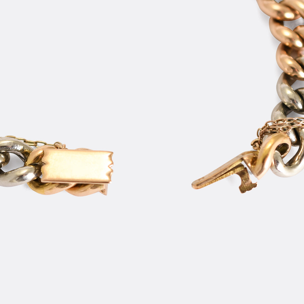 Victorian Bi-Metal 15k Gold & Platinum Curb-Link Bracelet