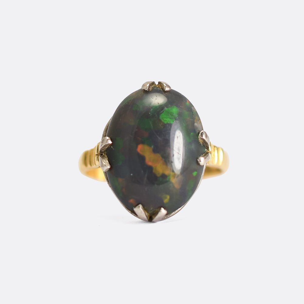 Victorian Black Opal Solitaire Ring