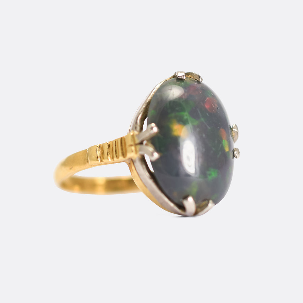 Victorian Black Opal Solitaire Ring