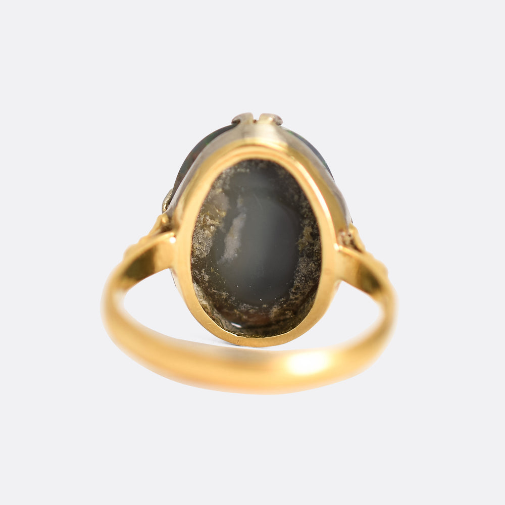 Victorian Black Opal Solitaire Ring