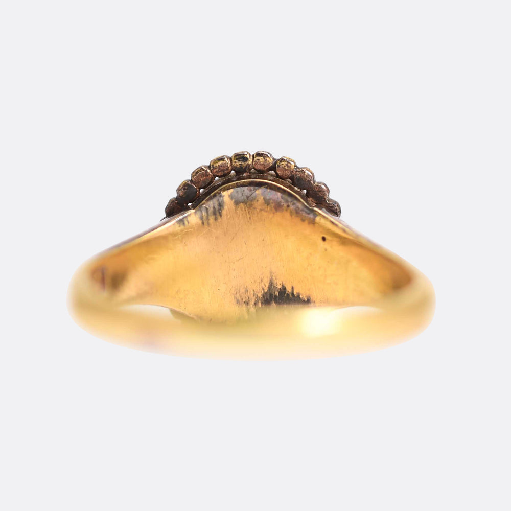 Victorian Bloodstone M Intaglio Signet Ring