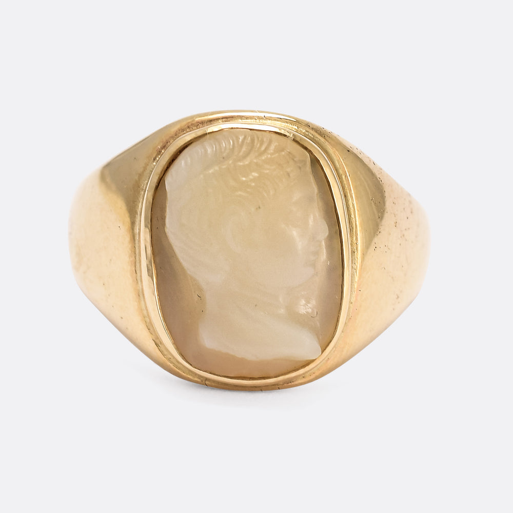 Victorian Caligula Chalcedony Cameo Signet Ring