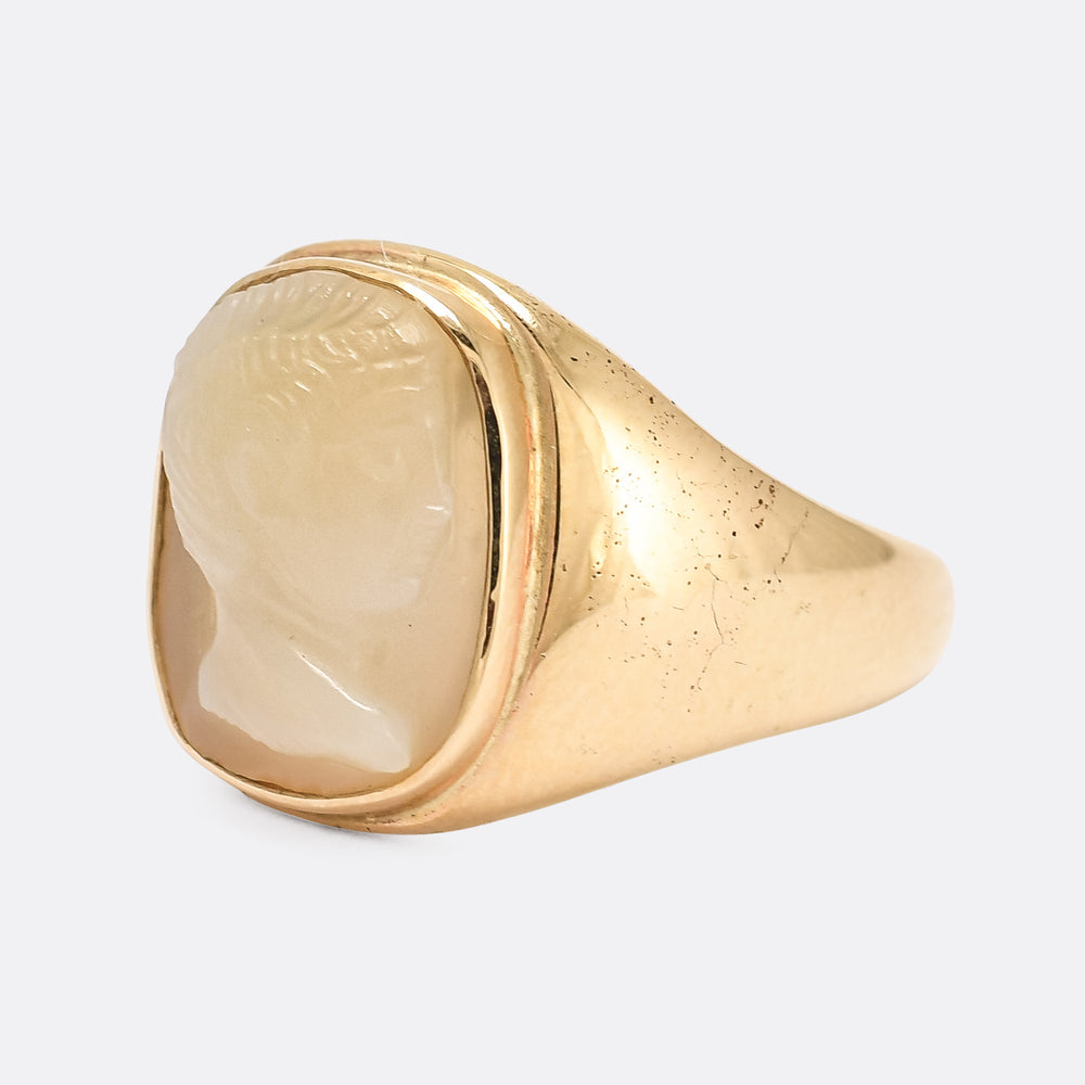 Victorian Caligula Chalcedony Cameo Signet Ring