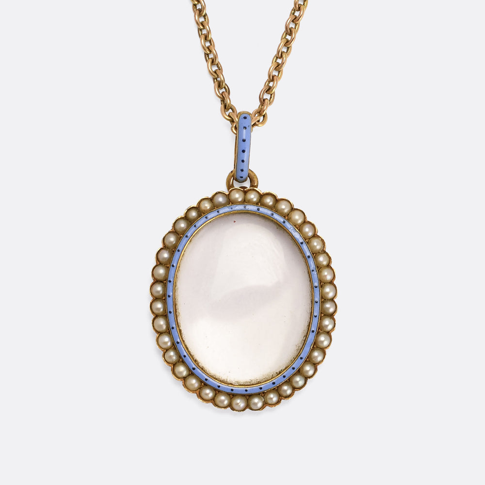 Victorian Carlo Giuliano Enamel & Pearl Locket