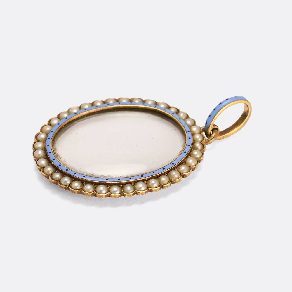 Victorian Carlo Giuliano Enamel & Pearl Locket