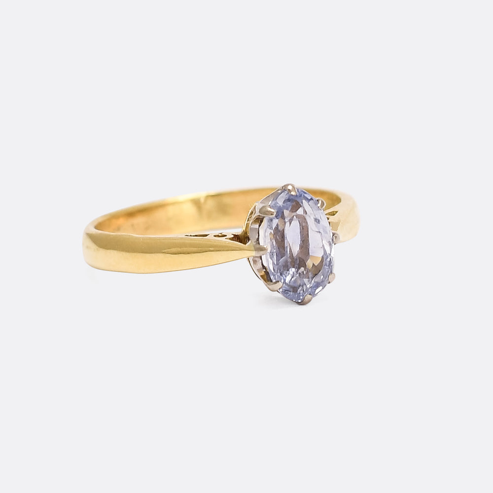 Victorian Ceylon Sapphire Solitaire Engagement Ring