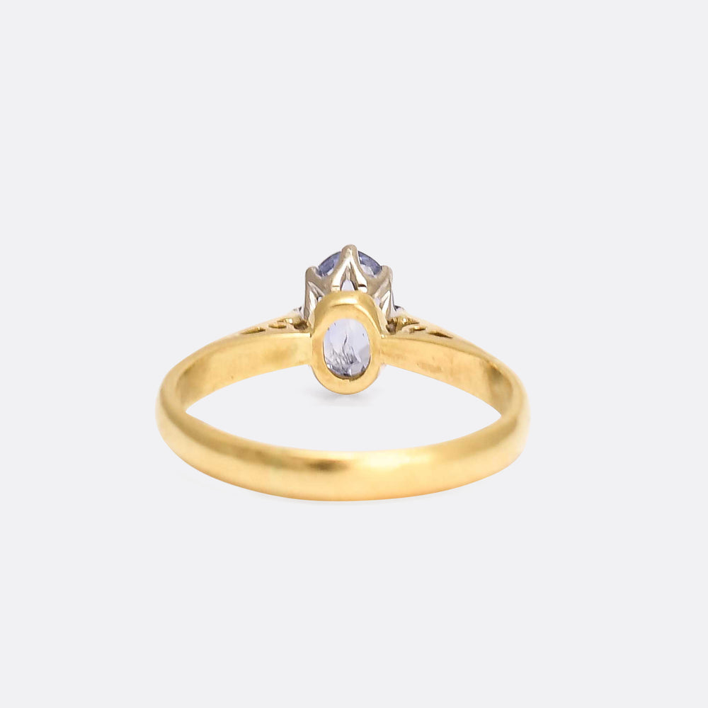 Victorian Ceylon Sapphire Solitaire Engagement Ring