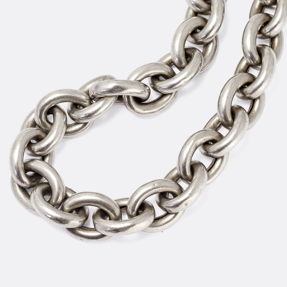 Victorian Chunky Silver Chain Necklace