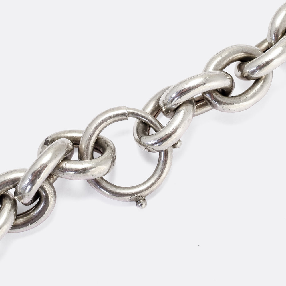 Victorian Chunky Silver Chain Necklace