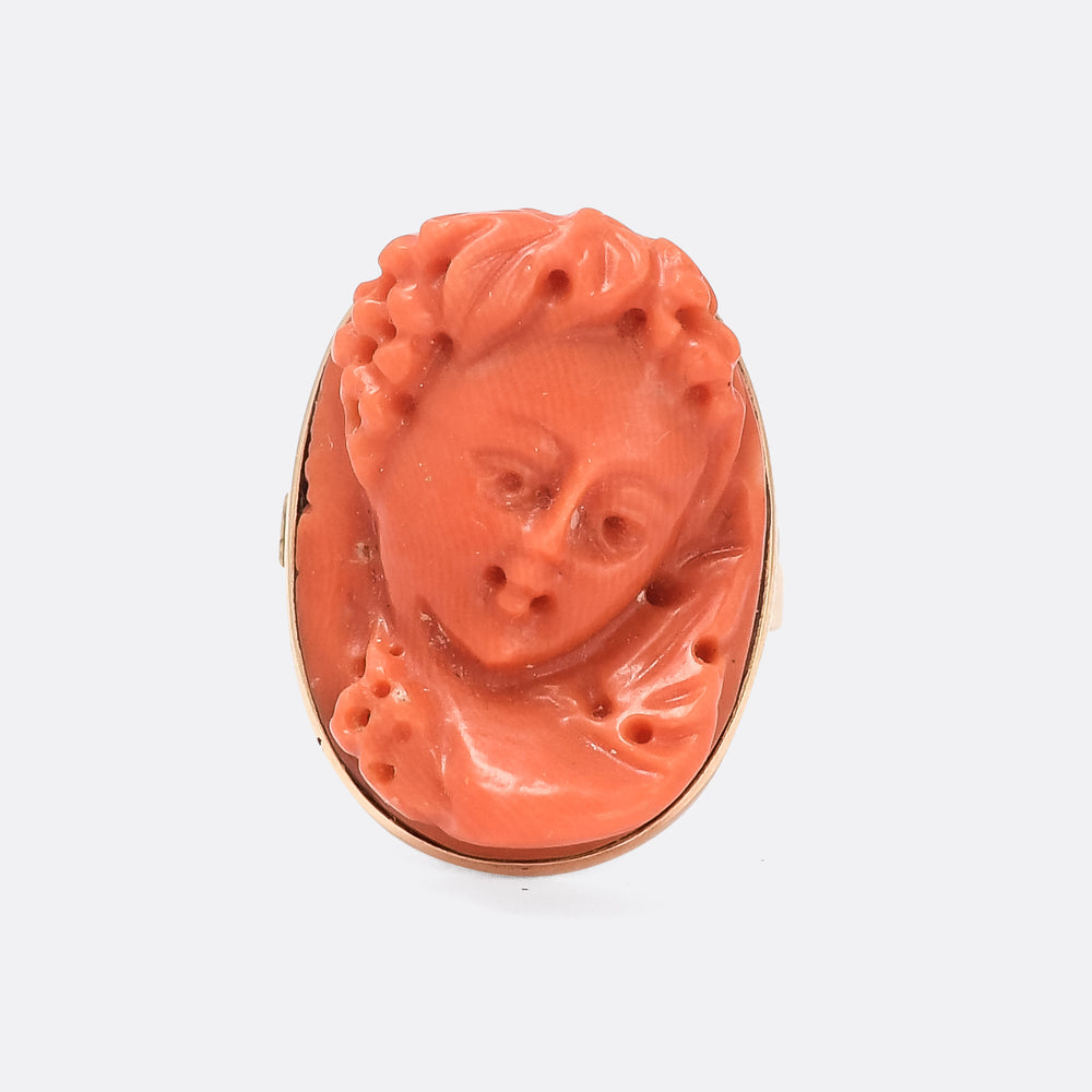 Victorian Coral Ampelos Cameo Ring