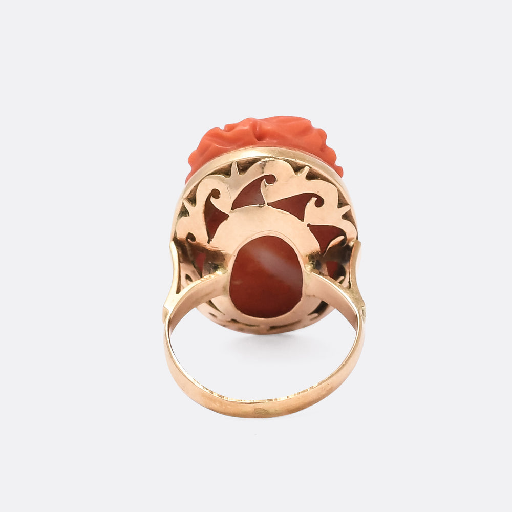 Victorian Coral Ampelos Cameo Ring