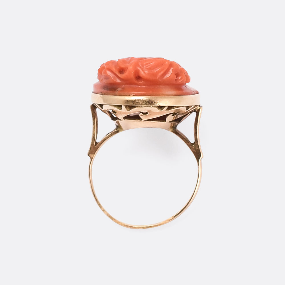 Victorian Coral Ampelos Cameo Ring