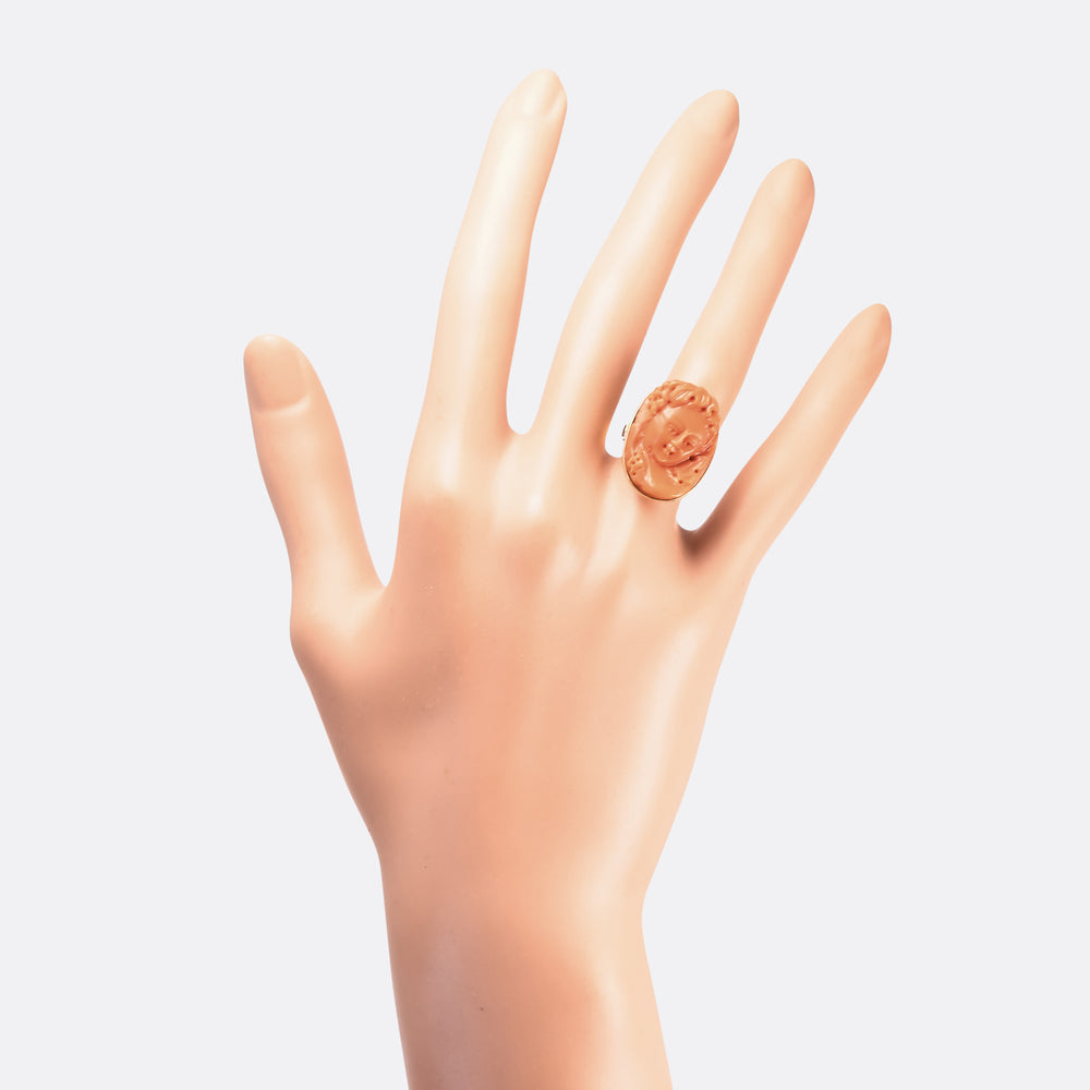 Victorian Coral Ampelos Cameo Ring
