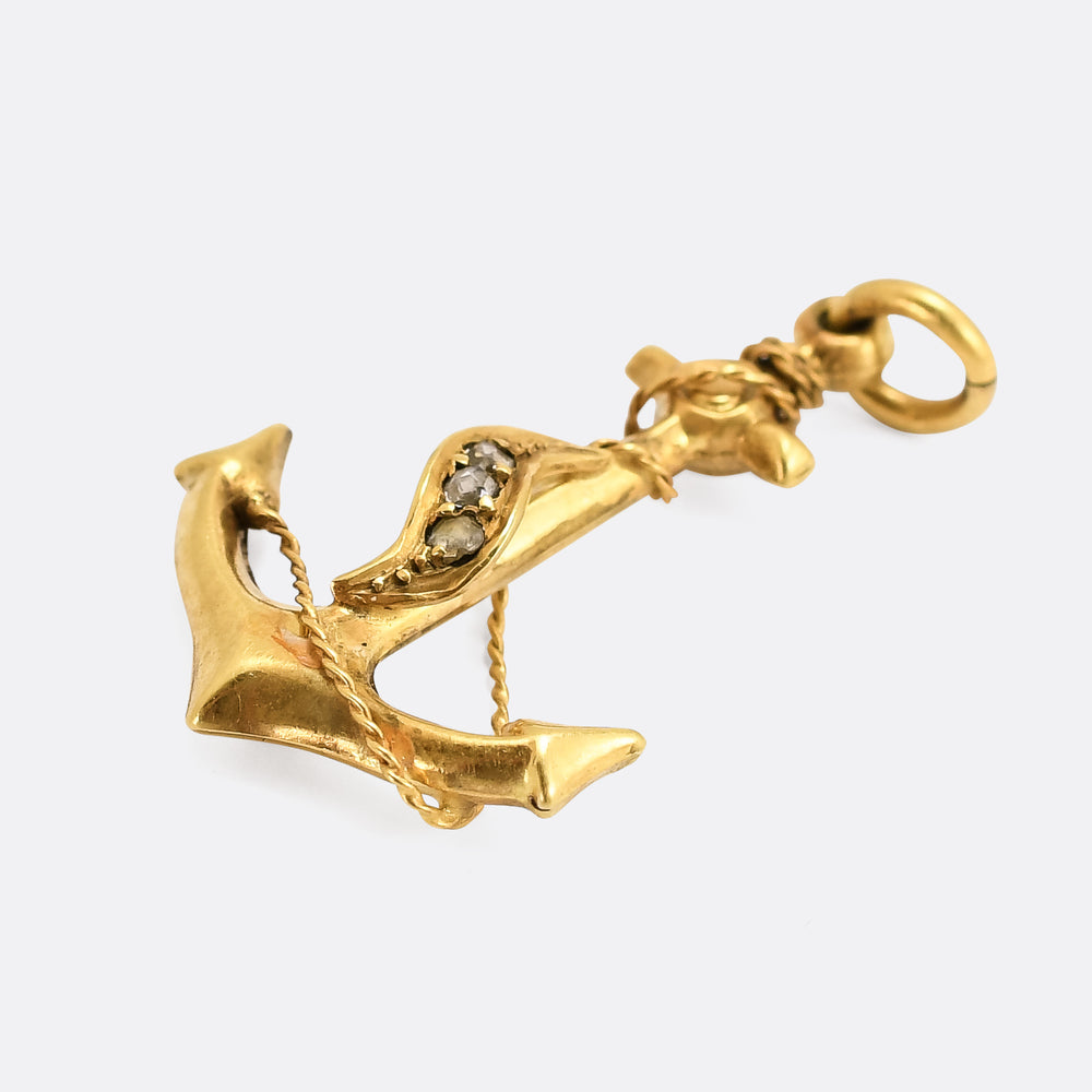 Victorian Diamond Anchor Pendant