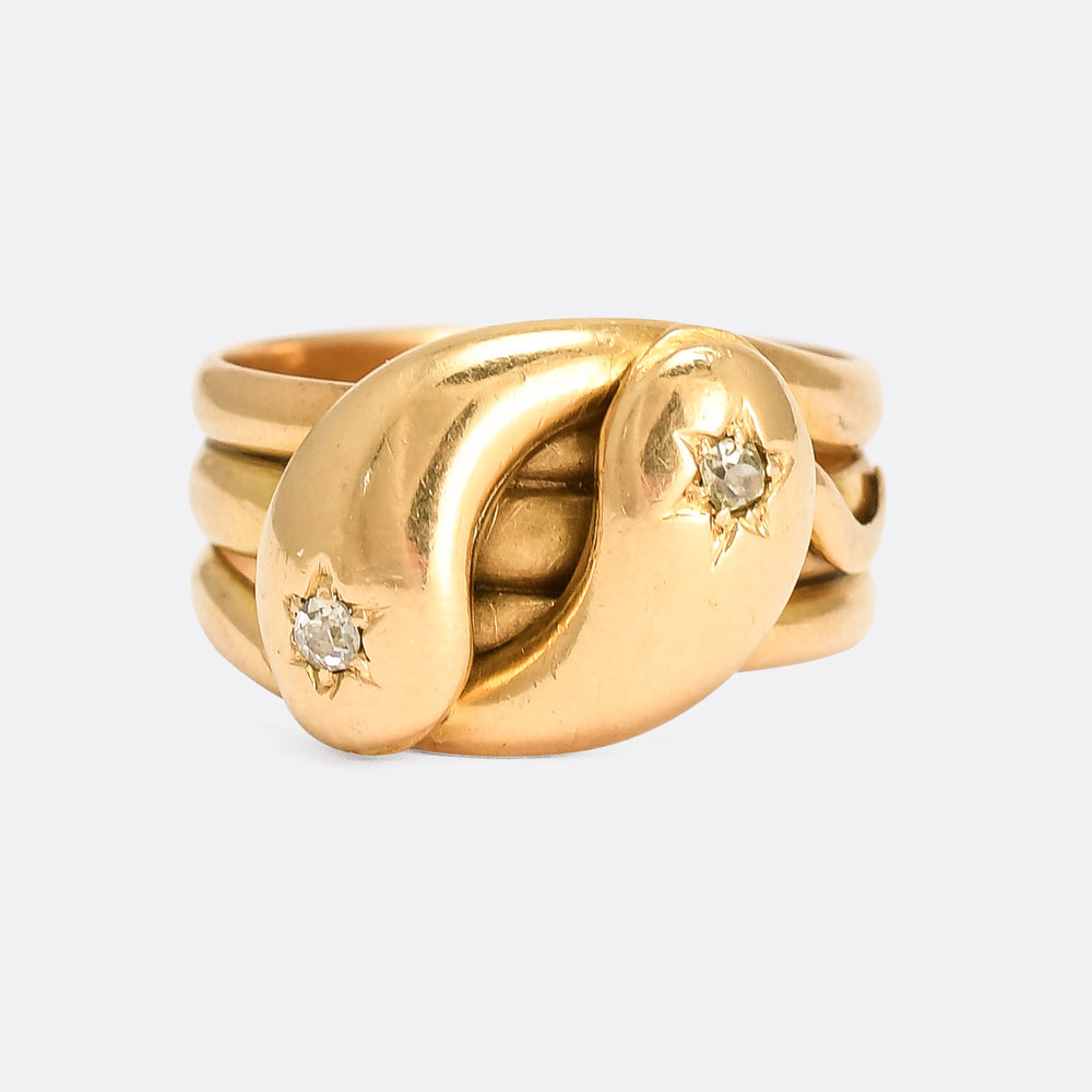 Victorian Diamond Double Snake Ring
