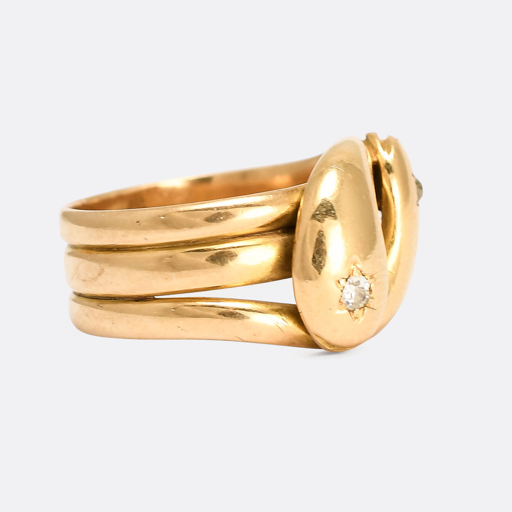 Victorian Diamond Double Snake Ring
