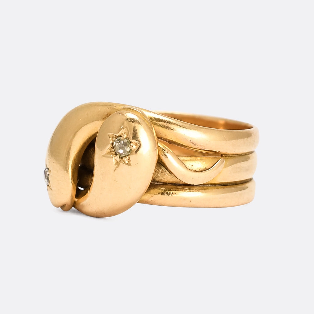 Victorian Diamond Double Snake Ring