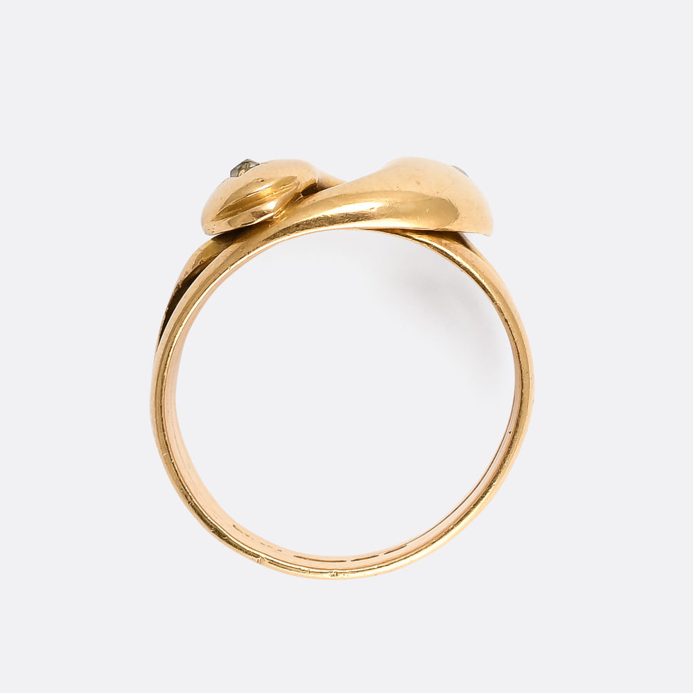 Victorian Diamond Double Snake Ring