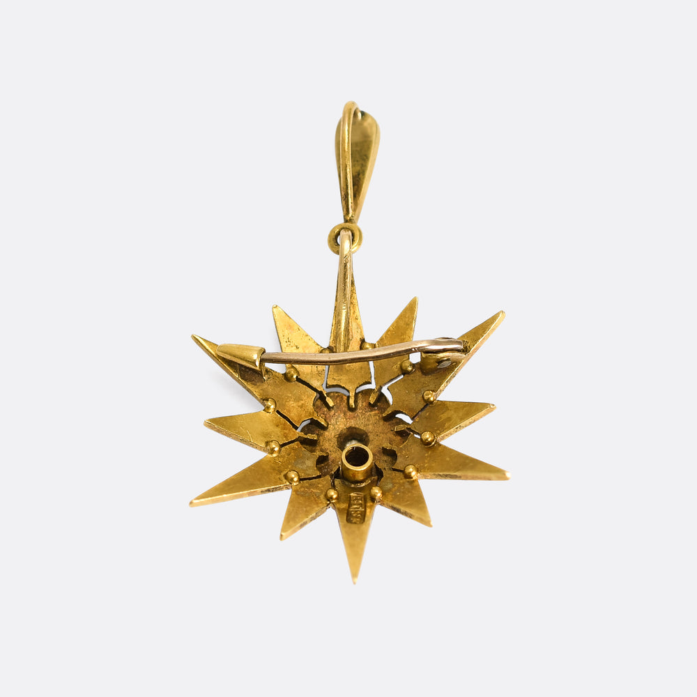 Victorian Diamond & Pearl Star Pendant
