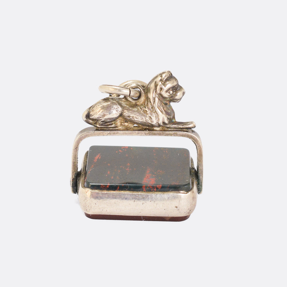 Victorian Double Agate Lion Fob