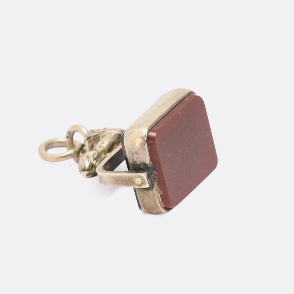 Victorian Double Agate Lion Fob