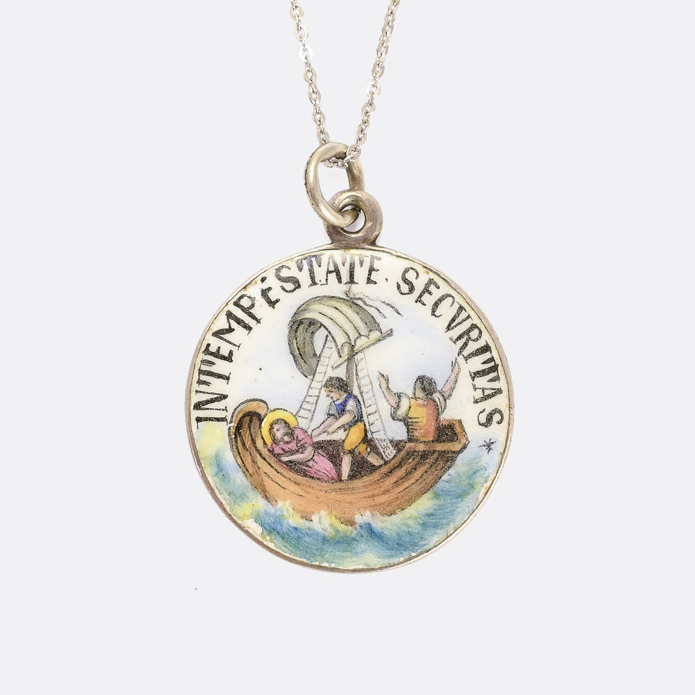 Victorian Enamel In Tempestate Securitas Saint George Medallion