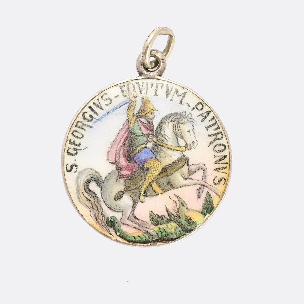 Victorian Enamel In Tempestate Securitas Saint George Medallion