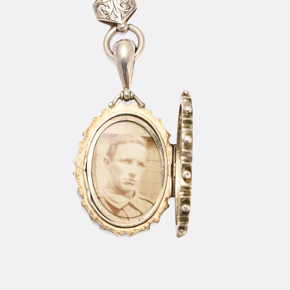 Victorian Enamel Language of Flowers Locket & Collar Necklace