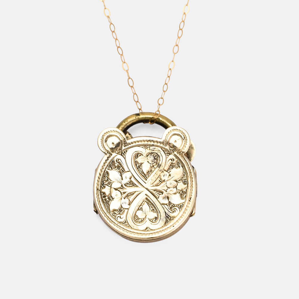 Victorian Engraved Heart Padlock Locket