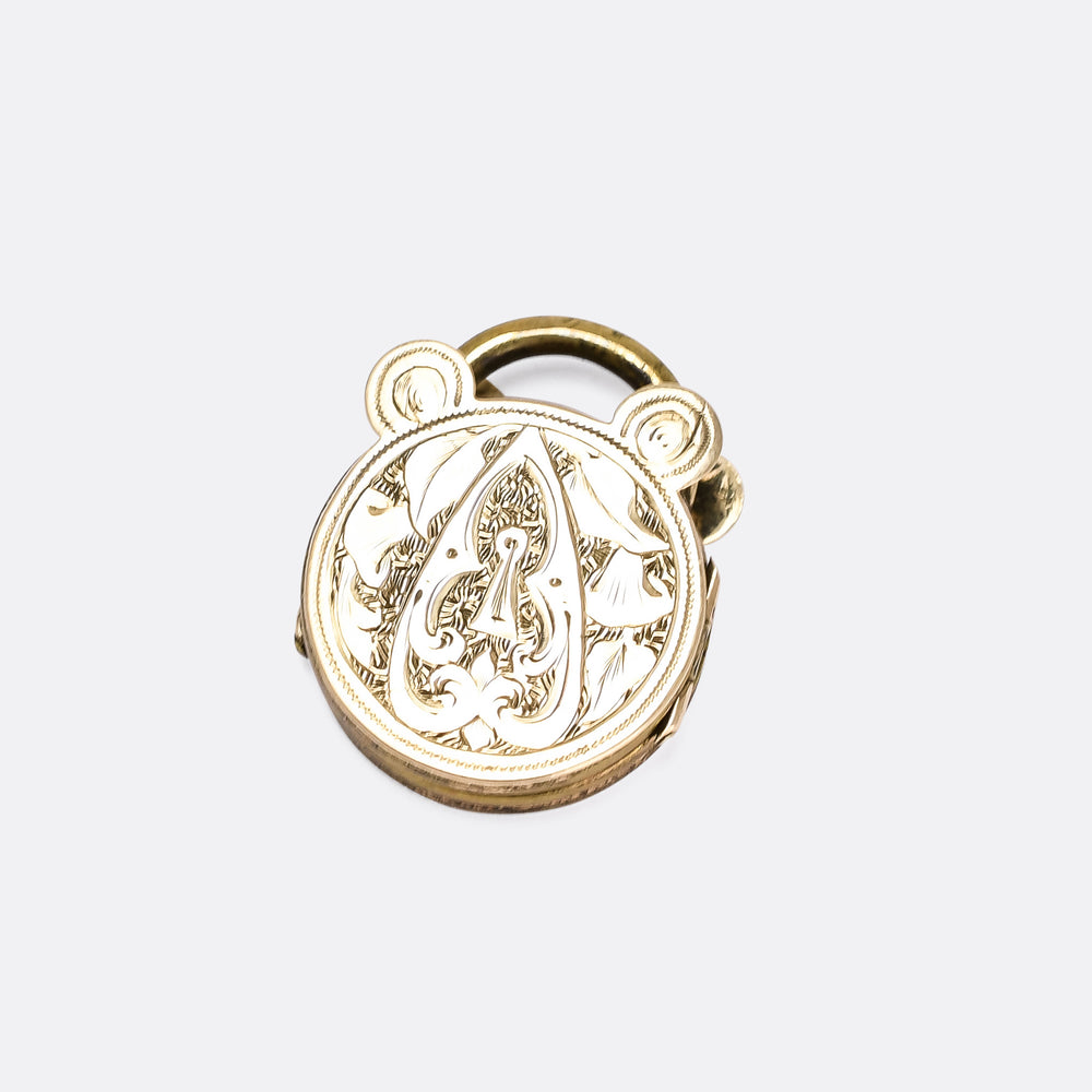 Victorian Engraved Heart Padlock Locket