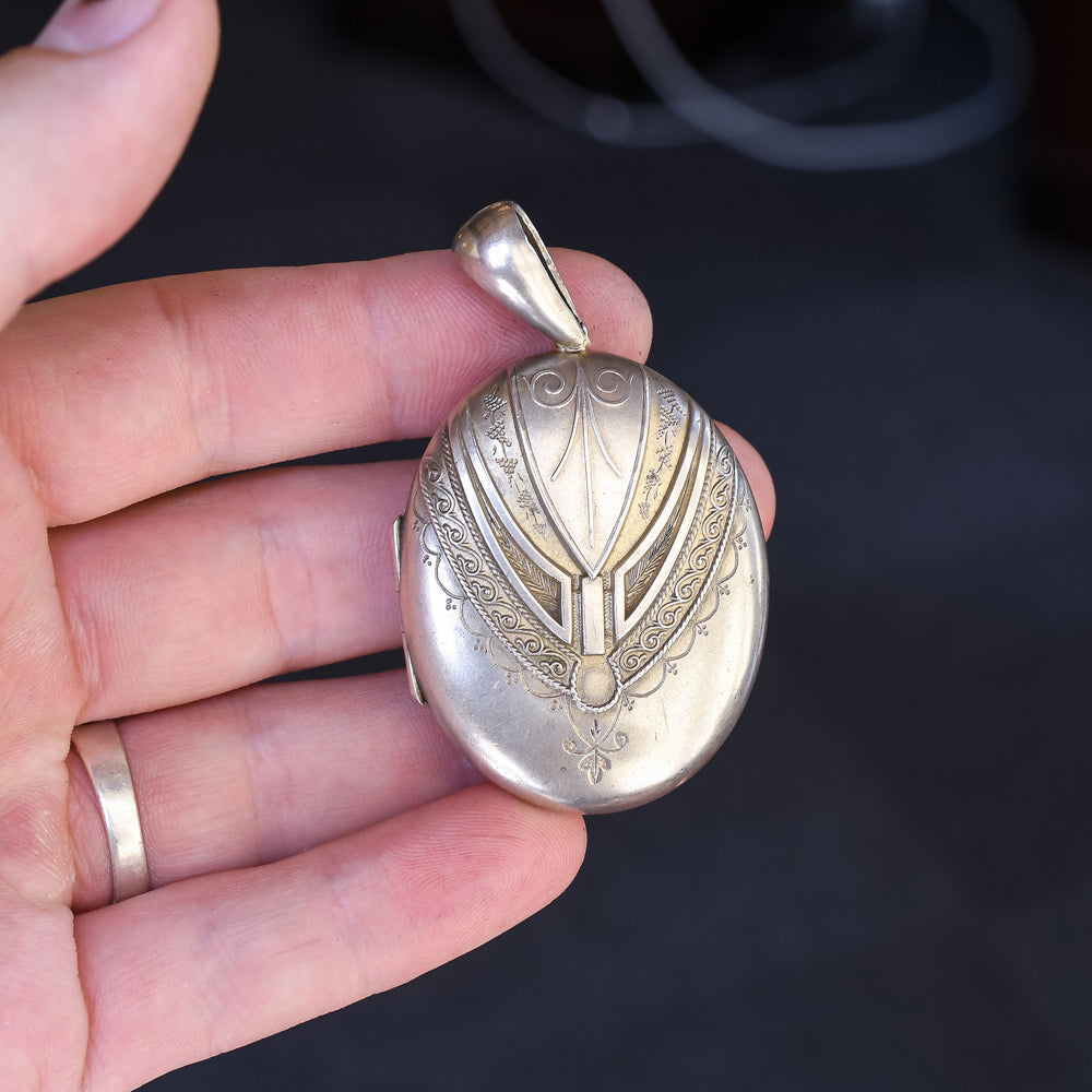 Victorian Futuristic Silver Locket
