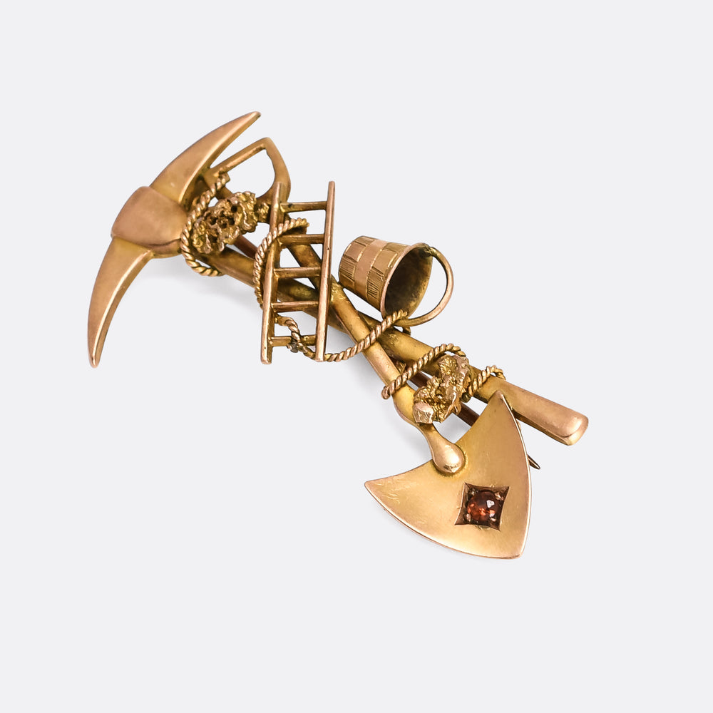 Victorian Garnet Gold Miner's Brooch