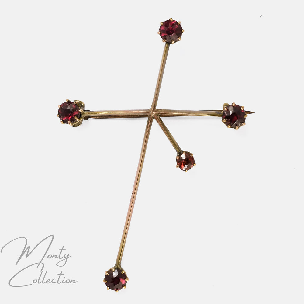 Victorian Garnet Southern Cross Constellation Brooch