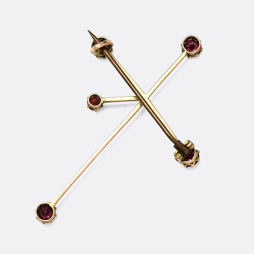 Victorian Garnet Southern Cross Constellation Brooch