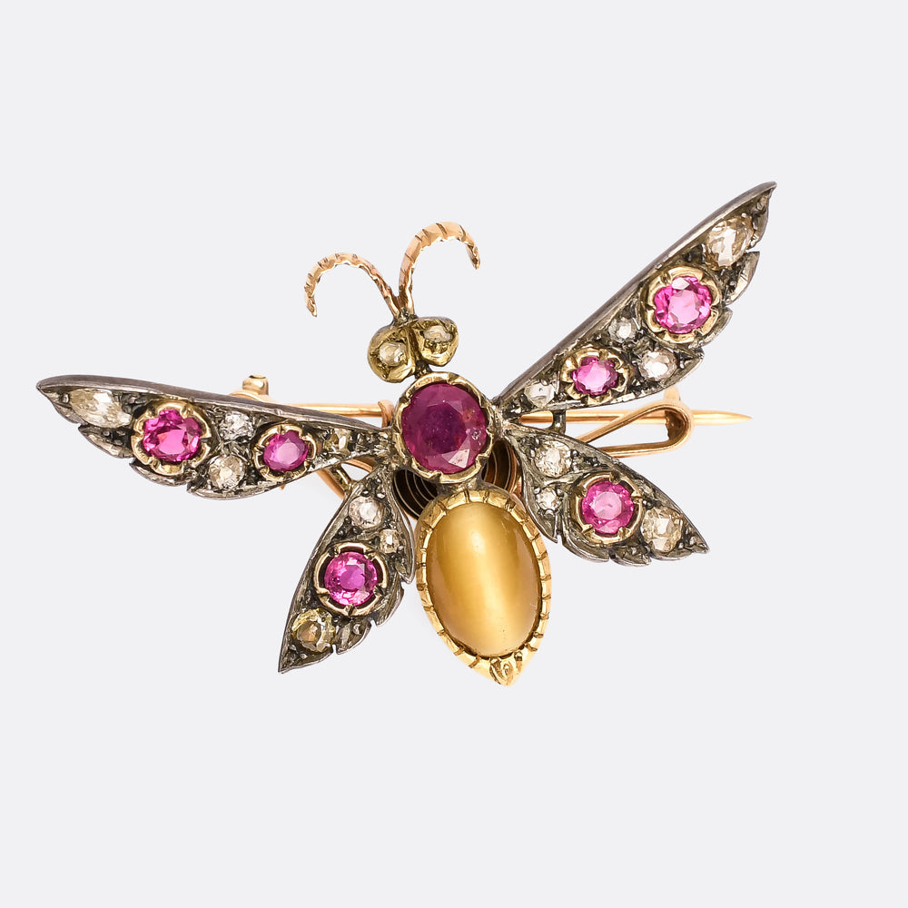 Victorian Gemset Bug 'En Tremblant' Brooch