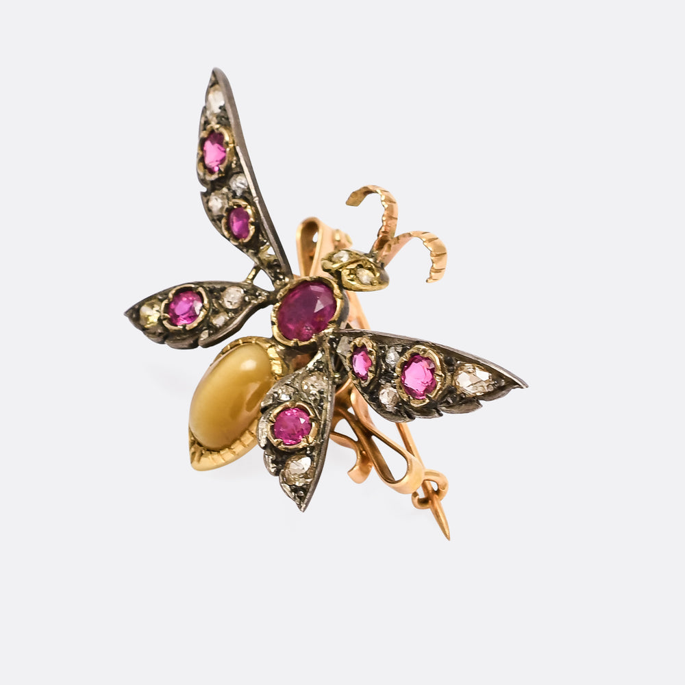 Victorian Gemset Bug 'En Tremblant' Brooch