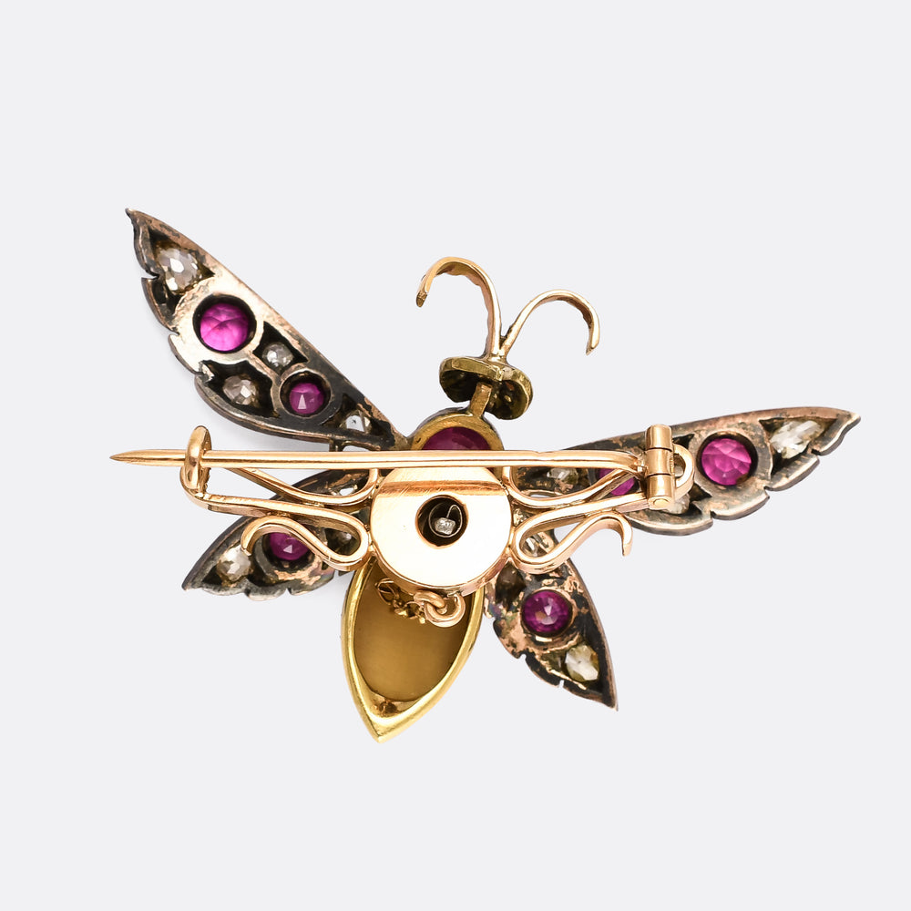 Victorian Gemset Bug 'En Tremblant' Brooch